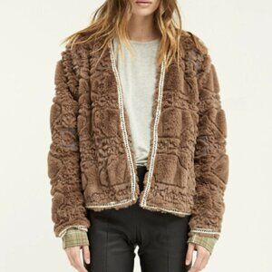 BOUNDLESS North Embossed Faux-Fur Jacket open front, S